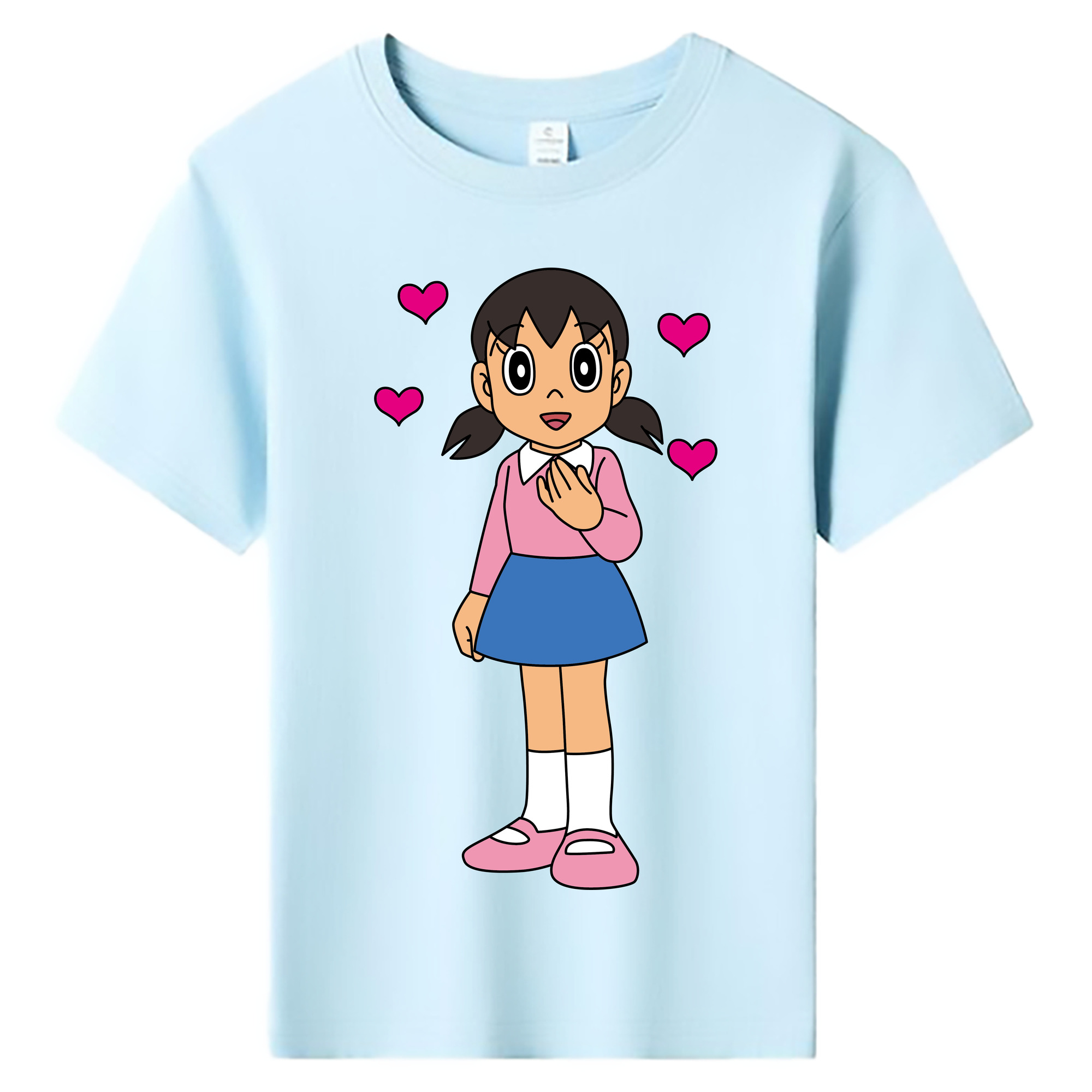 （画像用） ドラえもん みなもと しずか Doraemon Shizuka Minamoto 綿100％キッズTシャツ（フロントプリント）